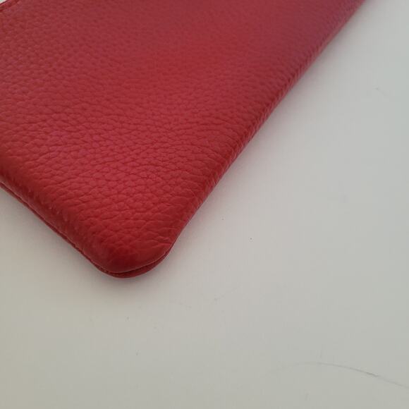 La Bagagerie Shrink Leather Wallet Red Corner Zip Red Geniue Leather Designer - Picture 9 of 10